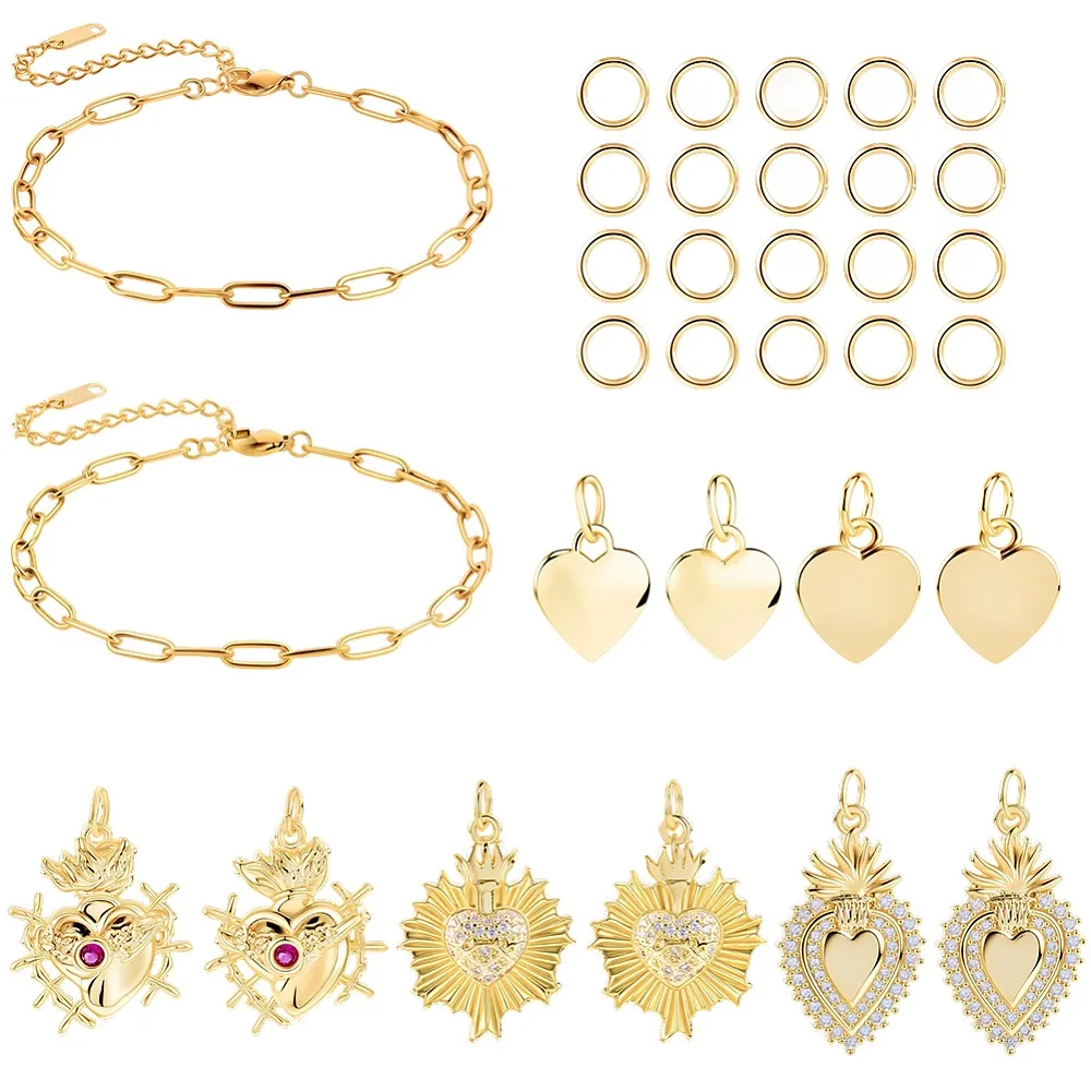 DIY Heart Themed Charm Bracelet Making Kits include Carbon Steel Jewelry Pliers Stainless Steel Chain Bracelets
DIY Heart Themed Charm Bracelet Making Kits include Carbon Steel Jewelry Pliers Stainless Steel Chain Bracelets