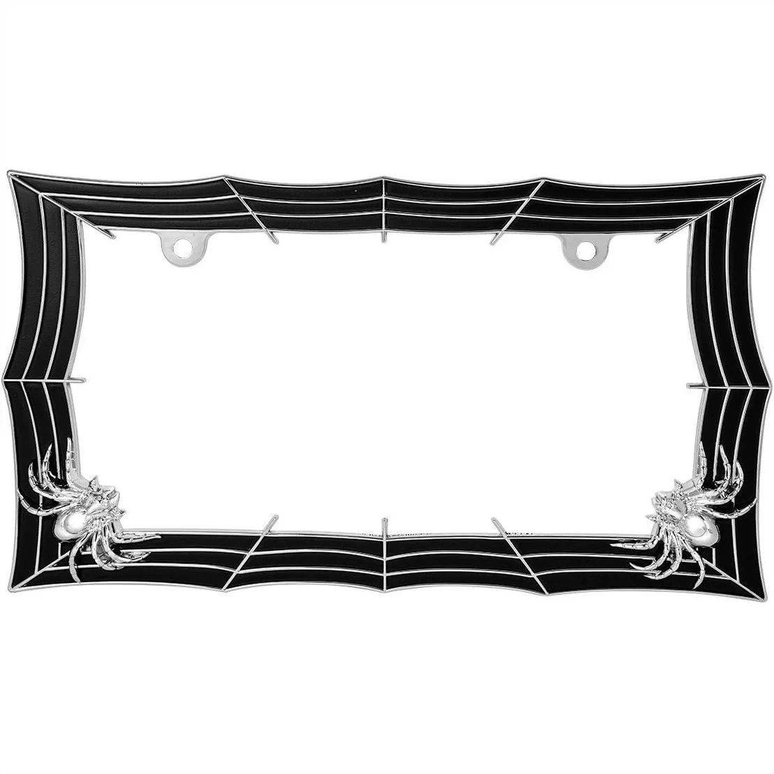 Chrome and Black Spider Web License Plate Frame with 2 Holes for Standard Plates
Chrome and Black Spider Web License Plate Frame with 2 Holes for Standard Plates