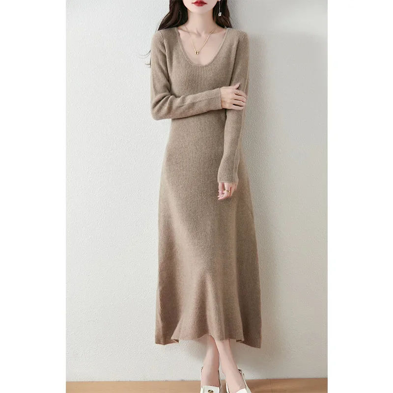 VU воротник Slim Fit из 100% мериносовой шерсти, женский осенне-зимний новый стиль, теплый однотонный пуловер с длинными рукавами, модное вязаное платье
VU воротник Slim Fit из 100% мериносовой шерсти, женский осенне-зимний новый стиль, теплый однотонный пуловер с длинными рукавами, модное вязаное платье