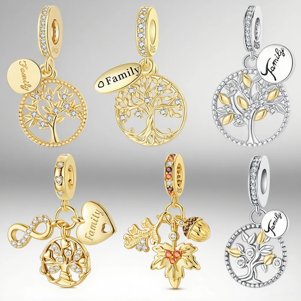 925 Sterling Silver Family Charms Golden Tree of Life Cross Hollow Pendant Fit 4MM Hole Diamete Bracelets Women DIY Jewelry Gift
925 Sterling Silver Family Charms Golden Tree of Life Cross Hollow Pendant Fit 4MM Hole Diamete Bracelets Women DIY Jewelry Gift