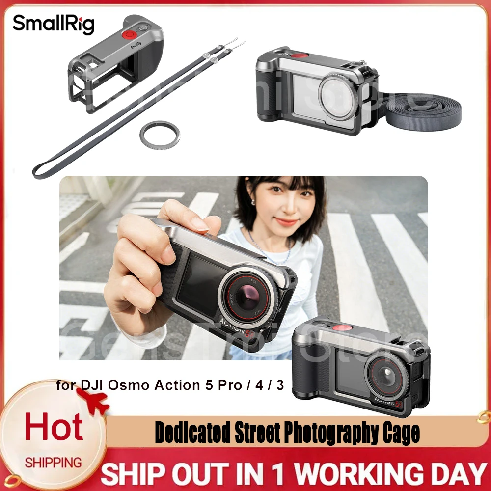SmallRig 6371 Camera Street Cage with Hand Grip Shoulder Strap All-in-one Accessory for DJI Osmo Action 3/4/5 Pro
SmallRig 6371 Camera Street Cage with Hand Grip Shoulder Strap All-in-one Accessory for DJI Osmo Action 3/4/5 Pro