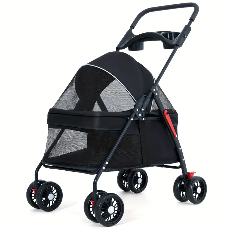 4 Wheels Foldable Pet Stroller-Breathable Mesh Dog Cat Cage Jogger with Storage Basket and Cup Holder for Medium Small Dogs Cats
4 Wheels Foldable Pet Stroller-Breathable Mesh Dog Cat Cage Jogger with Storage Basket and Cup Holder for Medium Small Dogs Cats