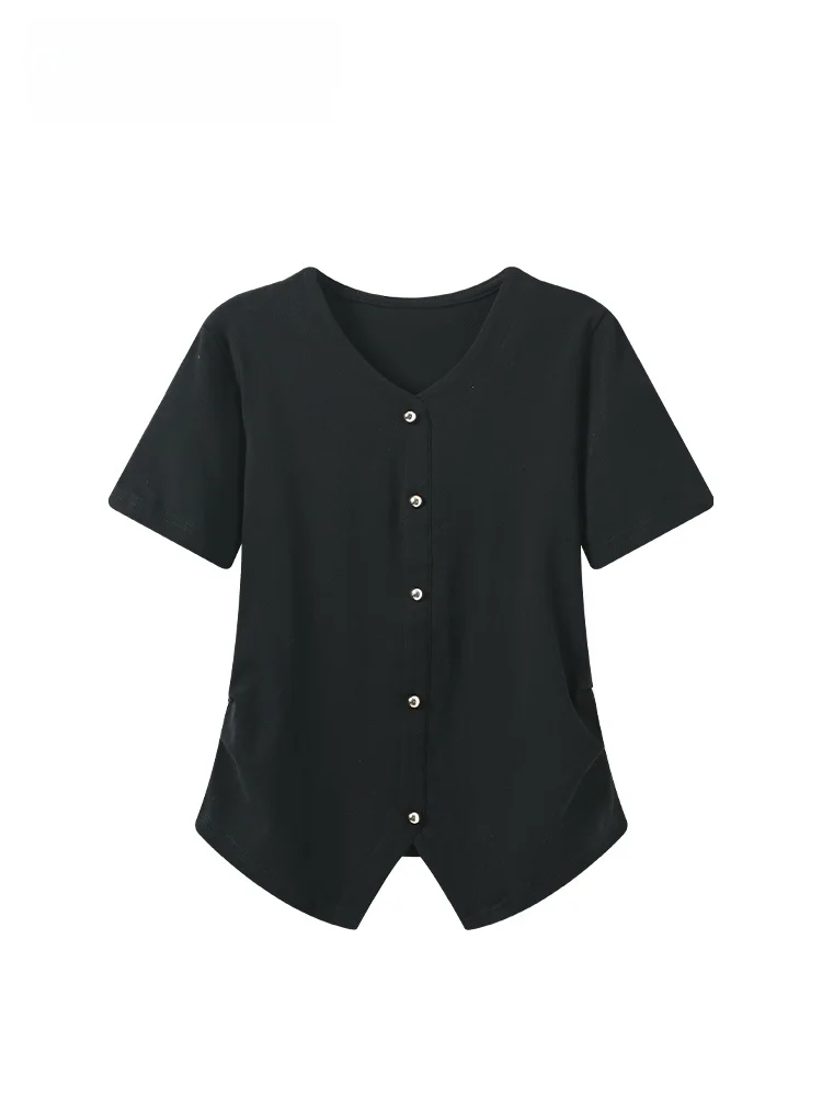 Chic V-Neck Short Sleeve T-Shirt Women's Summer New plus Size Fashionable Casual Polyester Fiber Open Cardigan Top
Chic V-Neck Short Sleeve T-Shirt Women's Summer New plus Size Fashionable Casual Polyester Fiber Open Cardigan Top