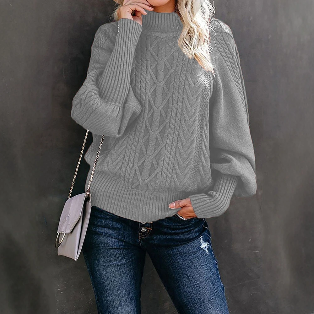 Women's Rib Knit Sweater Solid Color Lantern Sleeve Mock Neck Casual Daily Basic Comfortable Autumn Winter Top
Women's Rib Knit Sweater Solid Color Lantern Sleeve Mock Neck Casual Daily Basic Comfortable Autumn Winter Top