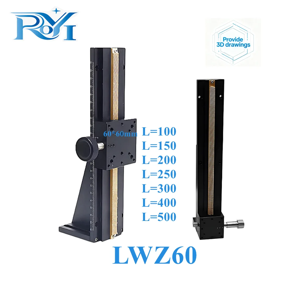 LWZ60 Z‑Axis Manual Displacement Platform L=100‑500mm Long Stroke Dovetail Groove Linear Fine‑Tuning Sliding Trimming Table
LWZ60 Z‑Axis Manual Displacement Platform L=100‑500mm Long Stroke Dovetail Groove Linear Fine‑Tuning Sliding Trimming Table