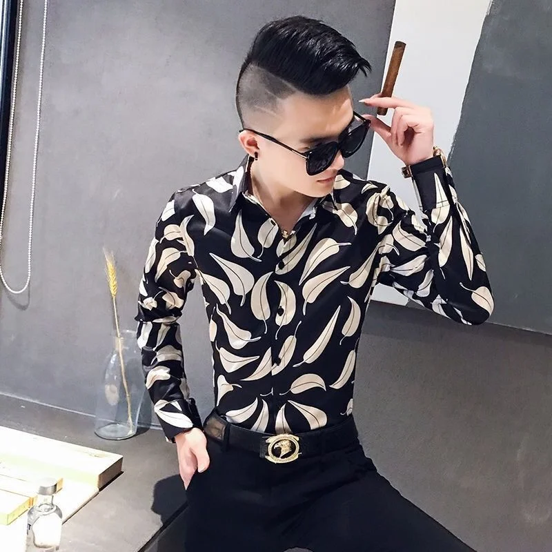 Spring and Autumn New Men's Printed Slim Fit Long Sleeved Shirt All Match Slim Long Sleeve Korean Polo-Neck Top
Spring and Autumn New Men's Printed Slim Fit Long Sleeved Shirt All Match Slim Long Sleeve Korean Polo-Neck Top