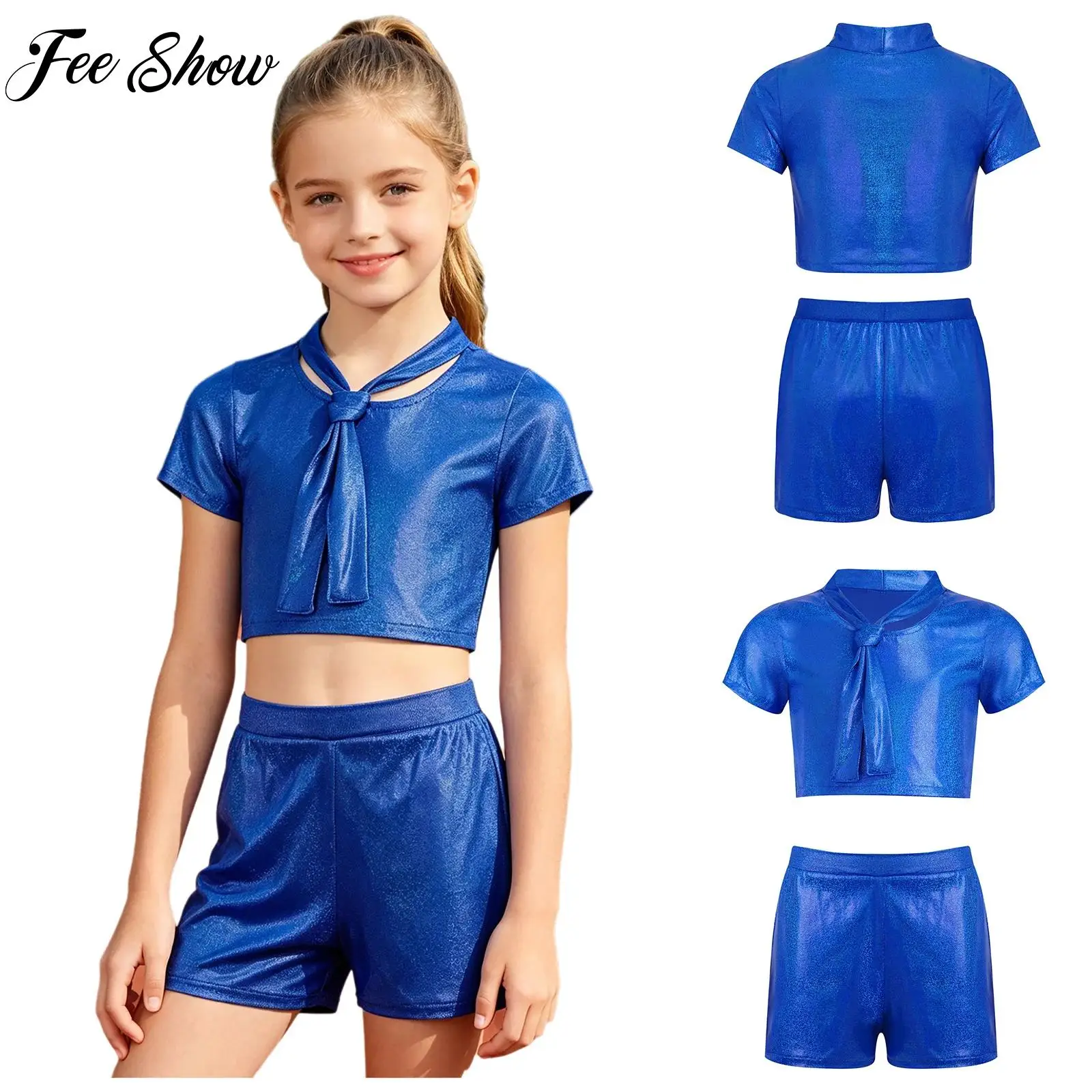 Kids Boys Girls 2-piece Metallic Street Dance Outfits Short Sleeve T-shirt with Shorts for Hip Hop Cheerleading Performance
Kids Boys Girls 2-piece Metallic Street Dance Outfits Short Sleeve T-shirt with Shorts for Hip Hop Cheerleading Performance