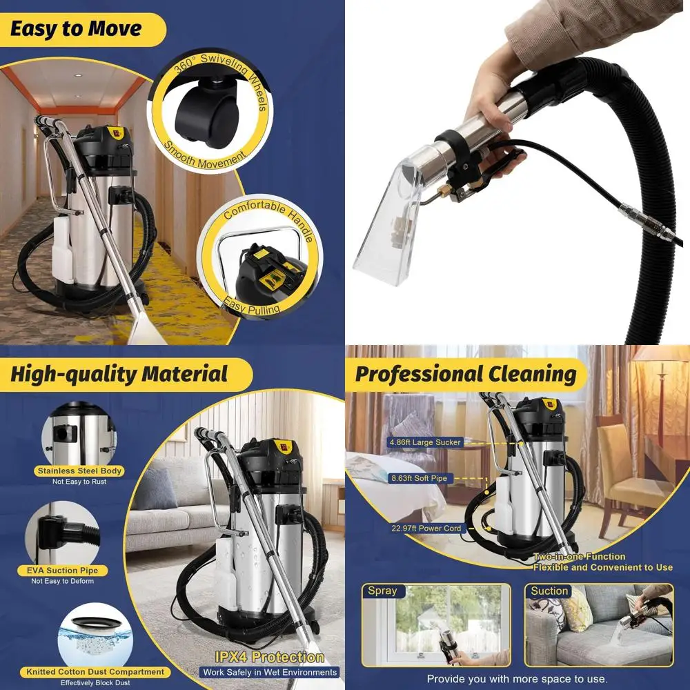11 Gallon Heavy-Duty Carpet Cleaner, Upholstery & Curtain Steam Cleaner with Detergent Injector
11 Gallon Heavy-Duty Carpet Cleaner, Upholstery & Curtain Steam Cleaner with Detergent Injector