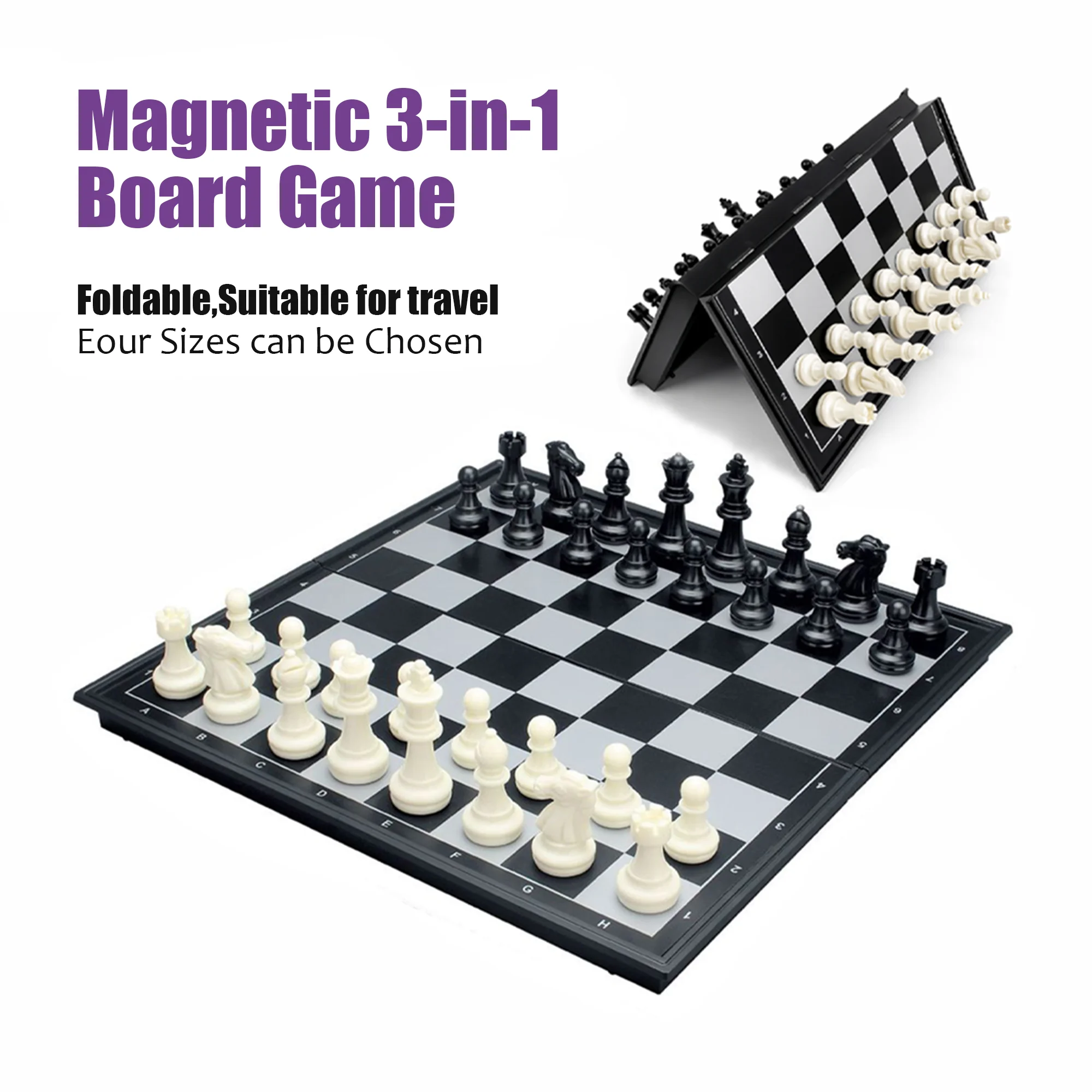 3 in 1 Folding Chess Checkers Backgammon Set Board Game with 4 Sizes Portable Travel Educational Puzzle Toy Kids Gift
3 in 1 Folding Chess Checkers Backgammon Set Board Game with 4 Sizes Portable Travel Educational Puzzle Toy Kids Gift
