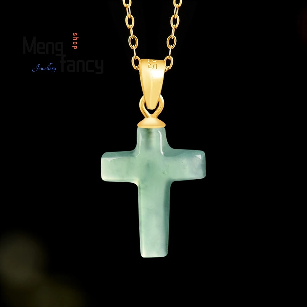 Natural A-Grade Jade Blue Water Cross Pendant S925 Silver Inlaid Ice Type Jade Pendant Fashionable Women's Jade Pendant Elegant
Natural A-Grade Jade Blue Water Cross Pendant S925 Silver Inlaid Ice Type Jade Pendant Fashionable Women's Jade Pendant Elegant