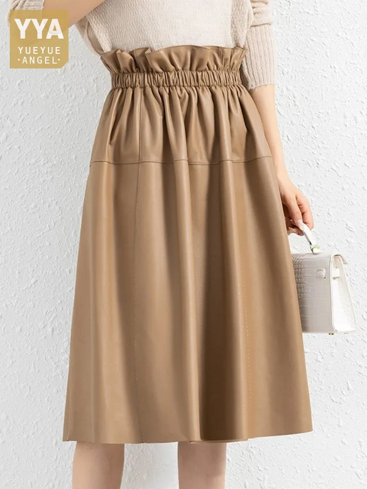 Elegant Office Ladies Genuine Leather Skirt Medium Length Elastic High Waist Solid Color Women A-Line Fashion Long Skirts New
Elegant Office Ladies Genuine Leather Skirt Medium Length Elastic High Waist Solid Color Women A-Line Fashion Long Skirts New