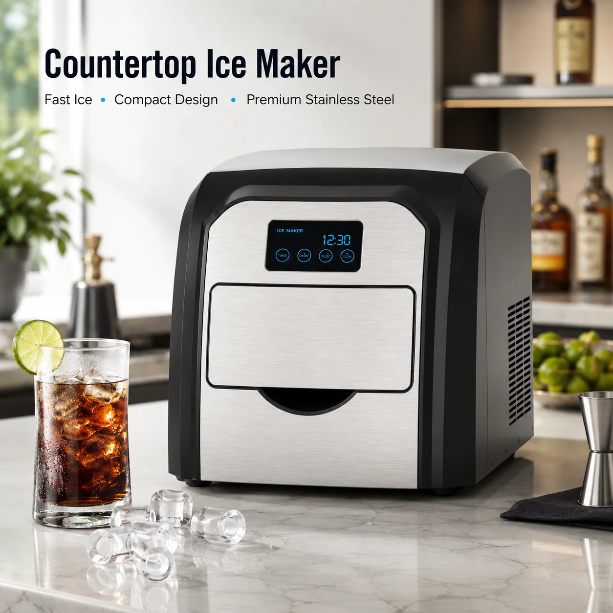 Houseuse Compact Countertop Automatic Compressor Cooling Home Mini Round Ice Cube Ice
Houseuse Compact Countertop Automatic Compressor Cooling Home Mini Round Ice Cube Ice