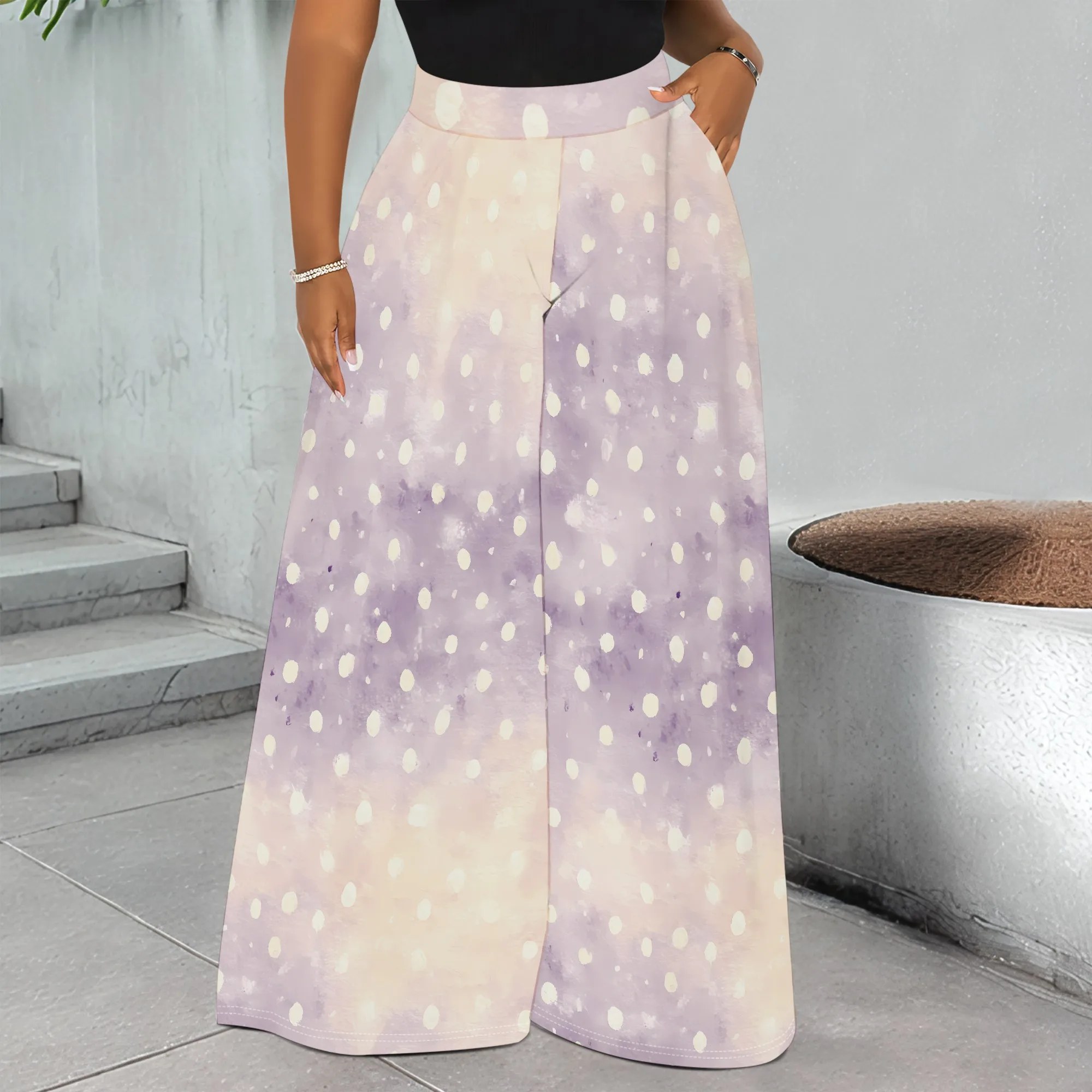 Polka Dot Wide Leg Pants Ombre Print Trousers Casual Loose Fit Bottoms Gradient Purple Beige Palazzo Pants Summer Vacation Wear
Polka Dot Wide Leg Pants Ombre Print Trousers Casual Loose Fit Bottoms Gradient Purple Beige Palazzo Pants Summer Vacation Wear