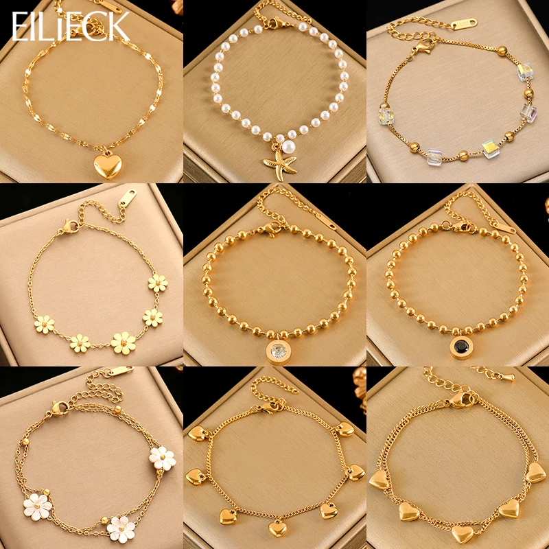 EILIECK New Fashion Stainless Steel Flower Zircon Heart Charm Bracelet For Women Trendy Gold Color Wrist Chain Jewelry Lady Gift
EILIECK New Fashion Stainless Steel Flower Zircon Heart Charm Bracelet For Women Trendy Gold Color Wrist Chain Jewelry Lady Gift