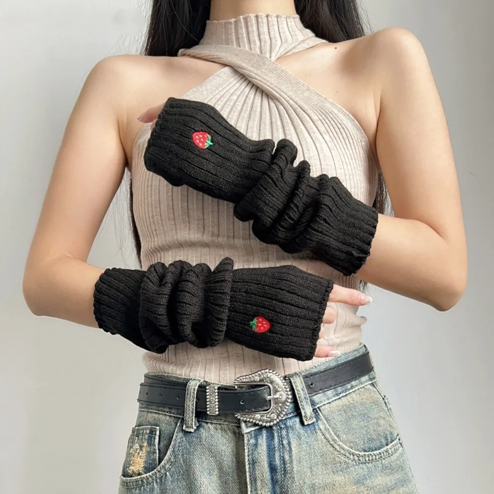 Long Arm Warmer Gloves Bow Cherry Strawberry Embroidery Cold Proof Warm Arm Sleeve Knitted Fingerless Gloves Autumn Winter
Long Arm Warmer Gloves Bow Cherry Strawberry Embroidery Cold Proof Warm Arm Sleeve Knitted Fingerless Gloves Autumn Winter
