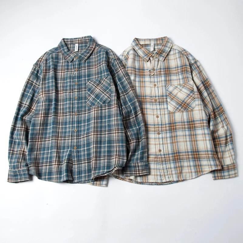Spring New American Retro Long-Sleeve Lapel Brushed Fabric Plaid Shirt Men's Fashion 100% Cotton Washed Loose Casual Blouses
Spring New American Retro Long-Sleeve Lapel Brushed Fabric Plaid Shirt Men's Fashion 100% Cotton Washed Loose Casual Blouses