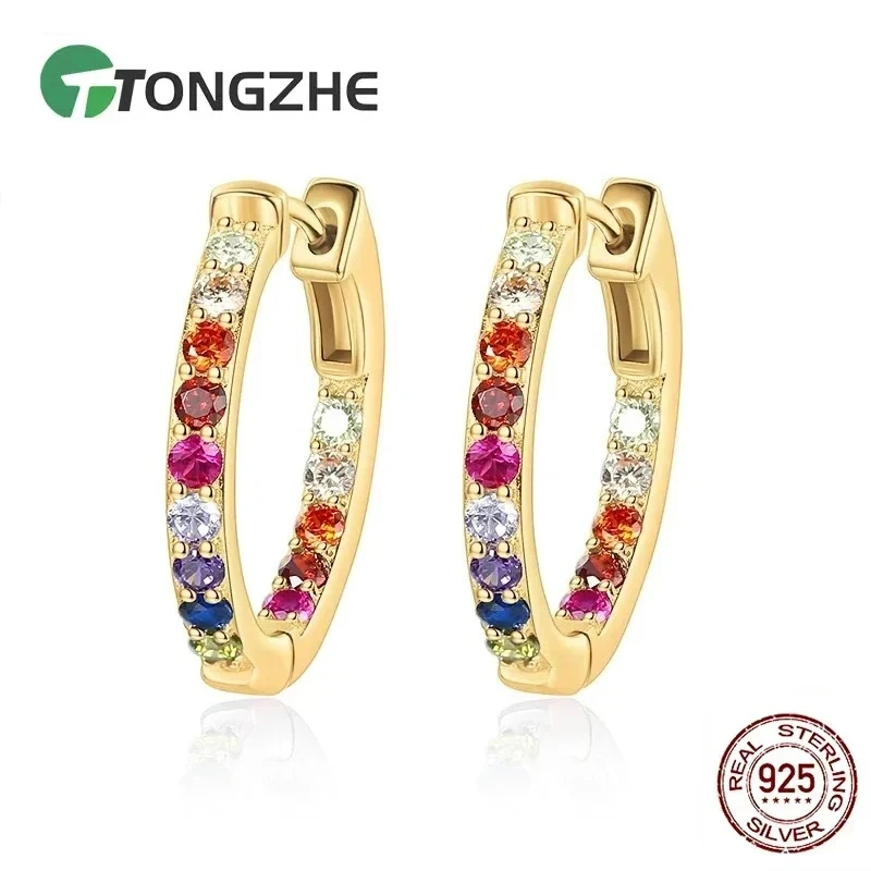 TONGZHE Simple Plain 925 Sterling Silver Hoop Earrings Colorful CZ Big Circle Hoop Statement Earrings for Women Party Jewelry
TONGZHE Simple Plain 925 Sterling Silver Hoop Earrings Colorful CZ Big Circle Hoop Statement Earrings for Women Party Jewelry