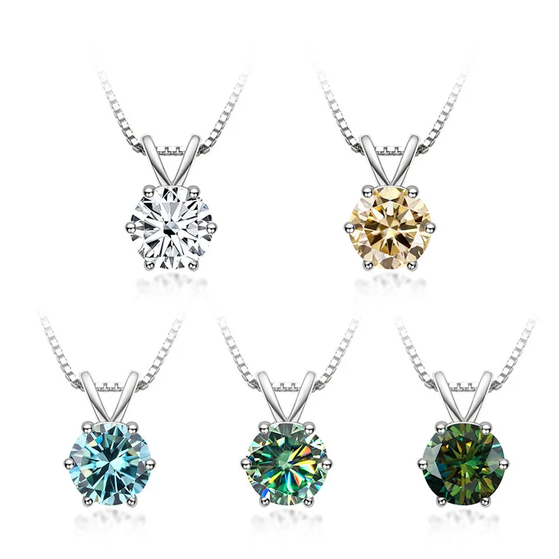 EUREKA 1CT Colorful Moissanite Pendant Necklace For Women Original S925 Sterling Silver Lady's Diamond Clavicle Chain
EUREKA 1CT Colorful Moissanite Pendant Necklace For Women Original S925 Sterling Silver Lady's Diamond Clavicle Chain