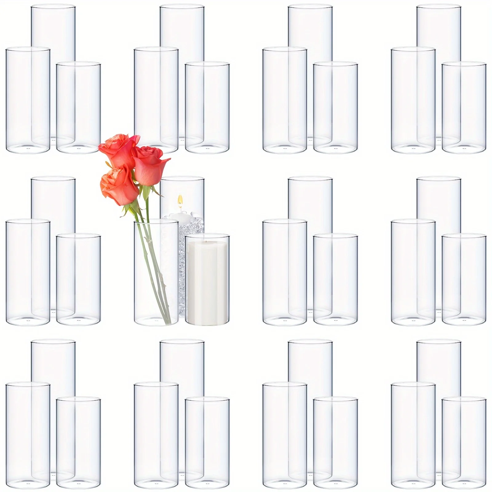 36pcs Clear Glass Cylinder Vases Suitable for Wedding, Home Decor - Modern Minimalist Tall Cylindrical Glass Tubes, Table Centerpieces for Floating Candles, Pillar Holders, Flower Holders, Decorative Glass Vase Pillars JUYHGV
36pcs Clear Glass Cylinder Vases Suitable for Wedding, Home Decor - Modern Minimalist Tall Cylindrical Glass Tubes, Table Centerpieces for Floating Candles, Pillar Holders, Flower Holders, Decorative Glass Vase Pillars JUYHGV