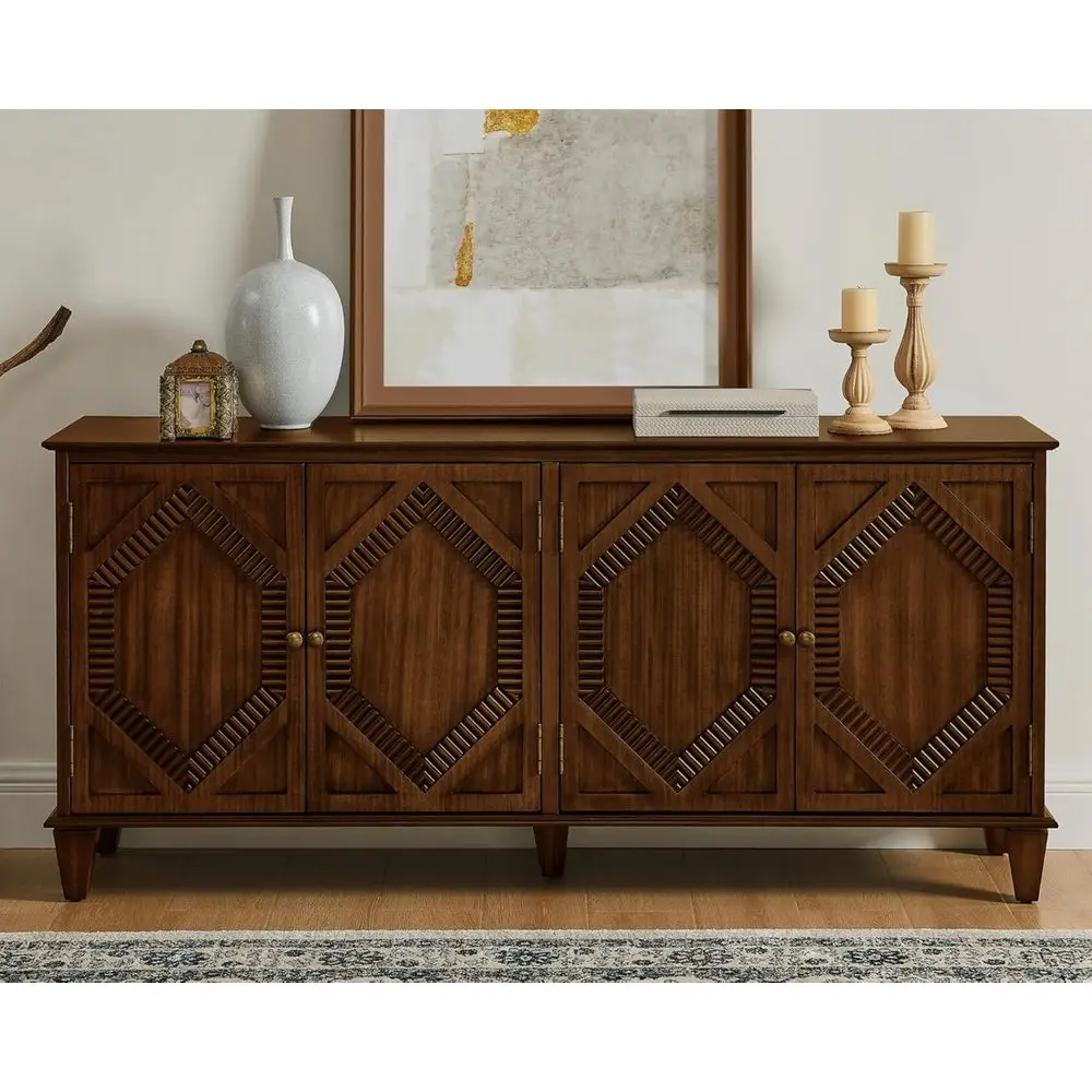 65 Walnut Sideboard with Solid Wood Legs, 4-Door Accent Storage Cabinet for Living Room, Entryway, Kitchen
65 Walnut Sideboard with Solid Wood Legs, 4-Door Accent Storage Cabinet for Living Room, Entryway, Kitchen