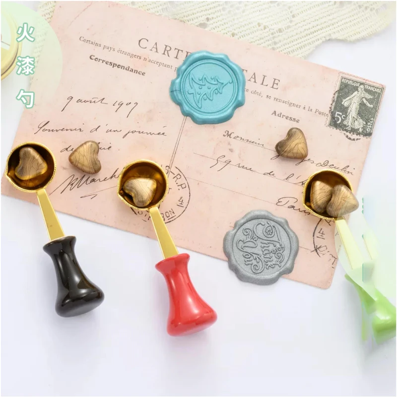 Colorful Ceramic Handle Fire Paint Spoon Fire Paint Seal Wax Tool Heated Brass Spoon Wax Stamp Universal Accessories
Colorful Ceramic Handle Fire Paint Spoon Fire Paint Seal Wax Tool Heated Brass Spoon Wax Stamp Universal Accessories