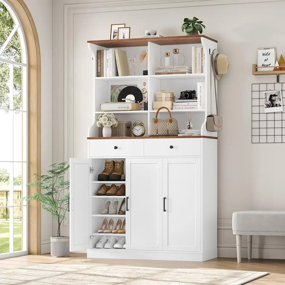 Белый 73 Шкаф для обуви в прихожей со столешницей 40x14, 5-уровневый органайзер, 6 кубиков, 2 ящика, 4 крючка
Белый 73 Шкаф для обуви в прихожей со столешницей 40x14, 5-уровневый органайзер, 6 кубиков, 2 ящика, 4 крючка