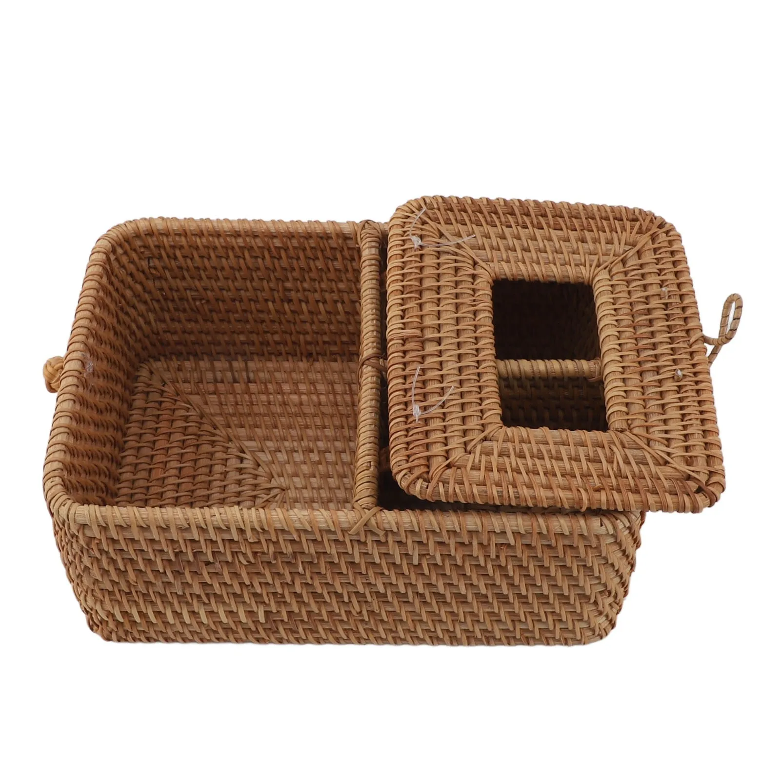 Rattan Tissue Box Square Handmade Decorative Napkin Holder with 2 Compartments Lid Remote Control Storage Organizer
Rattan Tissue Box Square Handmade Decorative Napkin Holder with 2 Compartments Lid Remote Control Storage Organizer