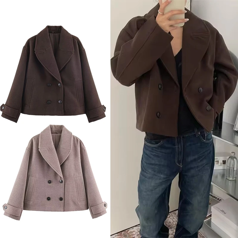 Винтажная повседневная шикарная женская зимняя куртка с однотонными карманами, двубортные короткие пальто для женщин, новинка 2026, модное праздничное пальто
Винтажная повседневная шикарная женская зимняя куртка с однотонными карманами, двубортные короткие пальто для женщин, новинка 2026, модное праздничное пальто