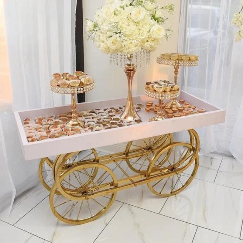 Wedding decoration stainless steel candy cart display stand on wheels
Wedding decoration stainless steel candy cart display stand on wheels