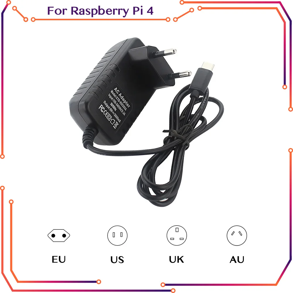 10 PCS Raspberry Pi 4 Power Adapter DC 5V 3A Output USB Type C Power Supply EU US UK AU Plug Power Charger for Raspberry Pi 4 B
10 PCS Raspberry Pi 4 Power Adapter DC 5V 3A Output USB Type C Power Supply EU US UK AU Plug Power Charger for Raspberry Pi 4 B
