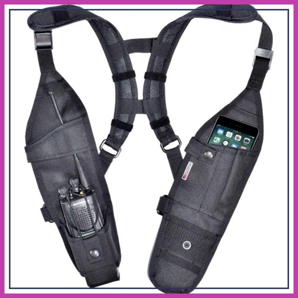 Hands-Free Double Radio Holster for Two-Way Radios - Adjustable Shoulder Harness with Pouches, Compatible with Motorola & ICOM
Hands-Free Double Radio Holster for Two-Way Radios - Adjustable Shoulder Harness with Pouches, Compatible with Motorola & ICOM