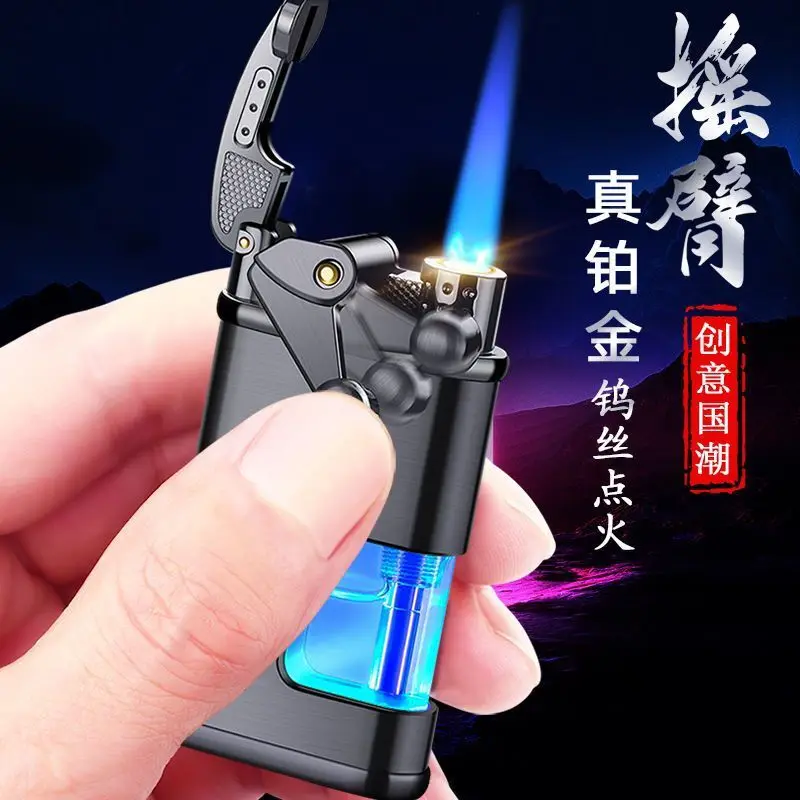 Cool Flash Rocker Arm Lighter Transparent Gas Chamber Volume Visual Windproof Inflatable Platinum Tungsten Wire Ignition
Cool Flash Rocker Arm Lighter Transparent Gas Chamber Volume Visual Windproof Inflatable Platinum Tungsten Wire Ignition