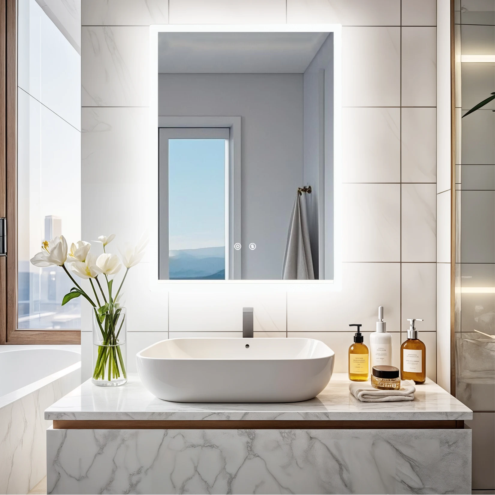 LUVODI Illuminated Bathroom Makeup Mirror,Modern Wall Mounted Bathroom Vanity Mirror Lighted Makeup Mirror with Three Colors Temperature,Fogless,Waterproof IP44
LUVODI Illuminated Bathroom Makeup Mirror,Modern Wall Mounted Bathroom Vanity Mirror Lighted Makeup Mirror with Three Colors Temperature,Fogless,Waterproof IP44