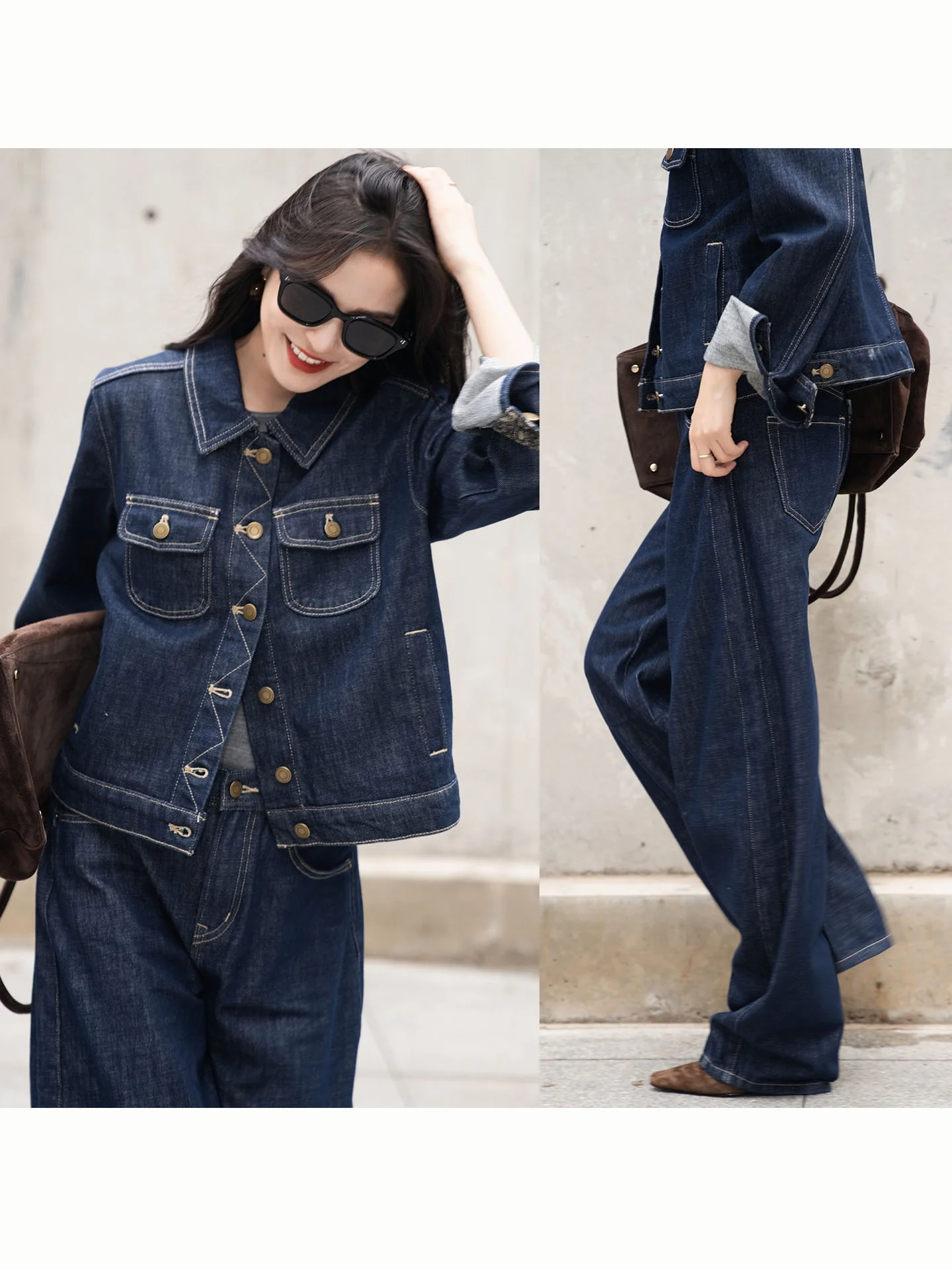 Ele ort Box-Cut Jaet And Straight-Leg Jeans Denim Set Casual Sle Women's Faion Cotton Polyester Lyocell Blend
Ele ort Box-Cut Jaet And Straight-Leg Jeans Denim Set Casual Sle Women's Faion Cotton Polyester Lyocell Blend