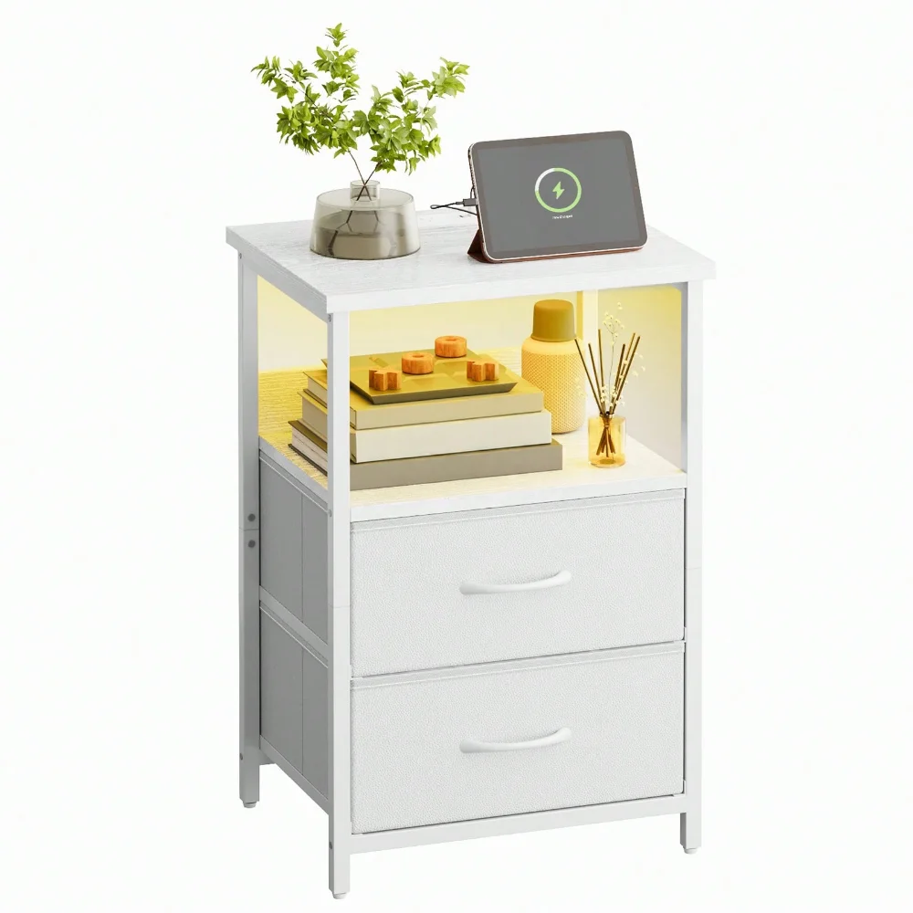 Tomnk Smart Nightstand With Multi-Port Charging Hub & LED Light - Modern Bedside Table With 2 Fabric Drawers, Available In Black
Tomnk Smart Nightstand With Multi-Port Charging Hub & LED Light - Modern Bedside Table With 2 Fabric Drawers, Available In Black