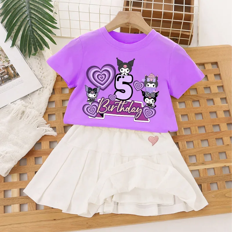 Kuromi T-shirt Baby Birthday Number Cartoon Figure Girls Student Uniform Skirts Top Pleated Culottes Kids Cute Summer Dress Gift 
Kuromi T-shirt Baby Birthday Number Cartoon Figure Girls Student Uniform Skirts Top Pleated Culottes Kids Cute Summer Dress Gift