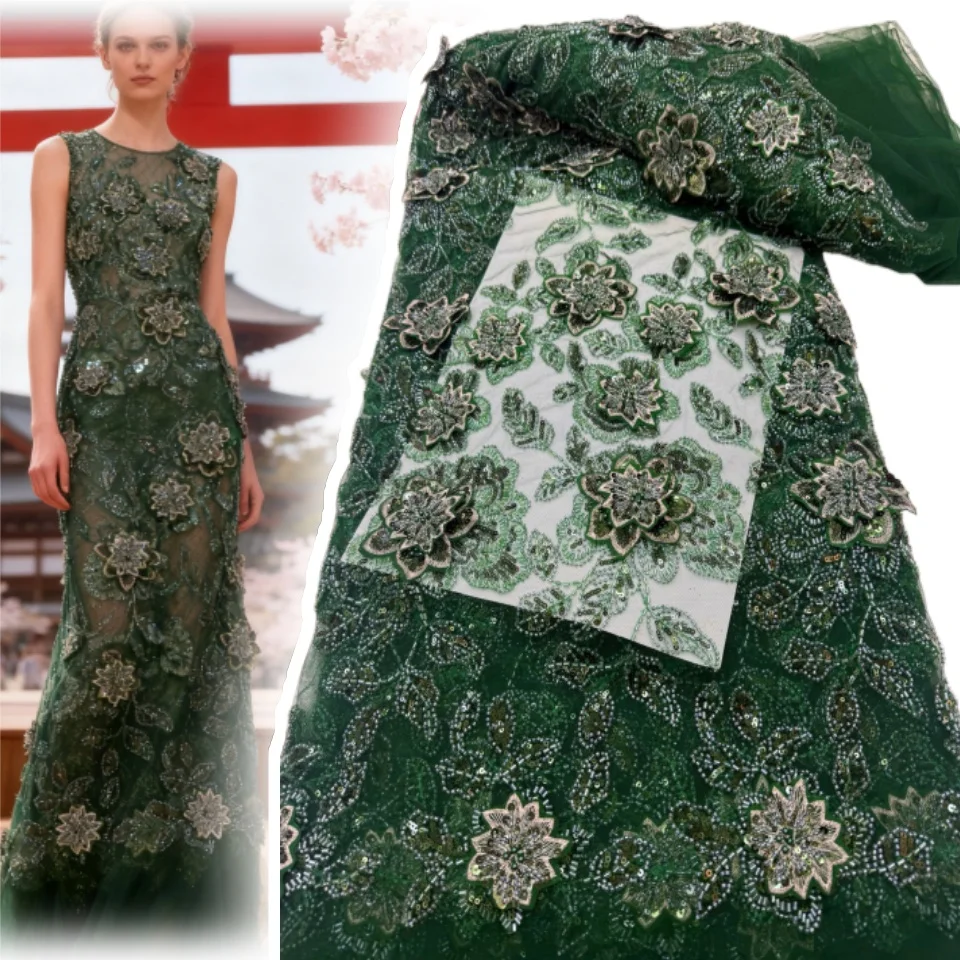 Luxury African Sequin Beaded Lace Fabric Premium Quality Green French-Nigerian Embroidered Lace Fabric Party Gown 5 Yards 1933
Luxury African Sequin Beaded Lace Fabric Premium Quality Green French-Nigerian Embroidered Lace Fabric Party Gown 5 Yards 1933