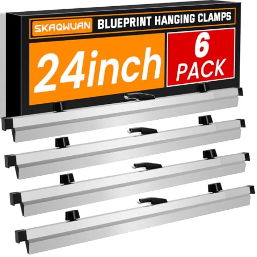 Blueprint Hanging Clamps 24 Inch, Pack of 6 Aluminum Adjustable Binding Strips with Wing Knob Nuts, Architectural Drawing Stora
Blueprint Hanging Clamps 24 Inch, Pack of 6 Aluminum Adjustable Binding Strips with Wing Knob Nuts, Architectural Drawing Stora