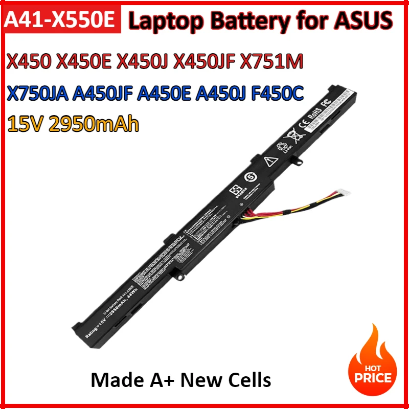 15V 2950mAh A41-X550E Laptop Battery for ASUS X450 X450E X450J X450JF X751M X751MA X751L X750JA A450JF A450E A450J F450C
15V 2950mAh A41-X550E Laptop Battery for ASUS X450 X450E X450J X450JF X751M X751MA X751L X750JA A450JF A450E A450J F450C