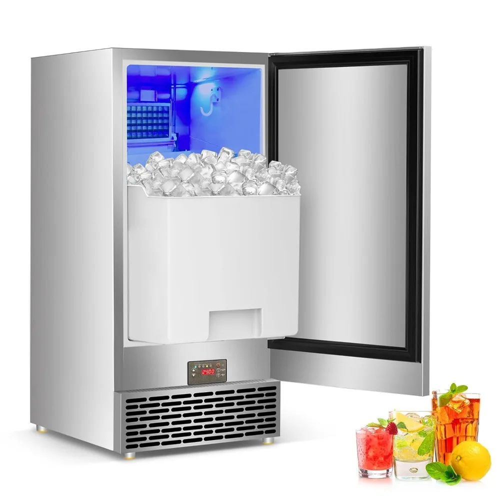 Commercial Ice Maker Machine 120 LBS/24H, 60 LBS Cold Preservation Bin for 4-6 H, Freestanding Undercounter Ice Maker Stainless
Commercial Ice Maker Machine 120 LBS/24H, 60 LBS Cold Preservation Bin for 4-6 H, Freestanding Undercounter Ice Maker Stainless
