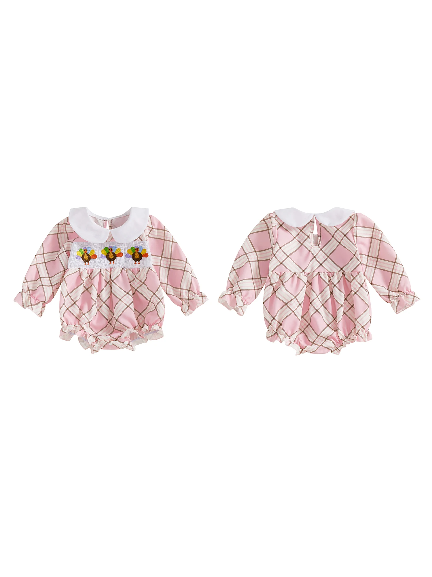 Thanksgiving Baby Romper with Turkey Embroidery and Doll Collar Long Sleeve Bodysuit for Newborns Casual Playsuit
Thanksgiving Baby Romper with Turkey Embroidery and Doll Collar Long Sleeve Bodysuit for Newborns Casual Playsuit