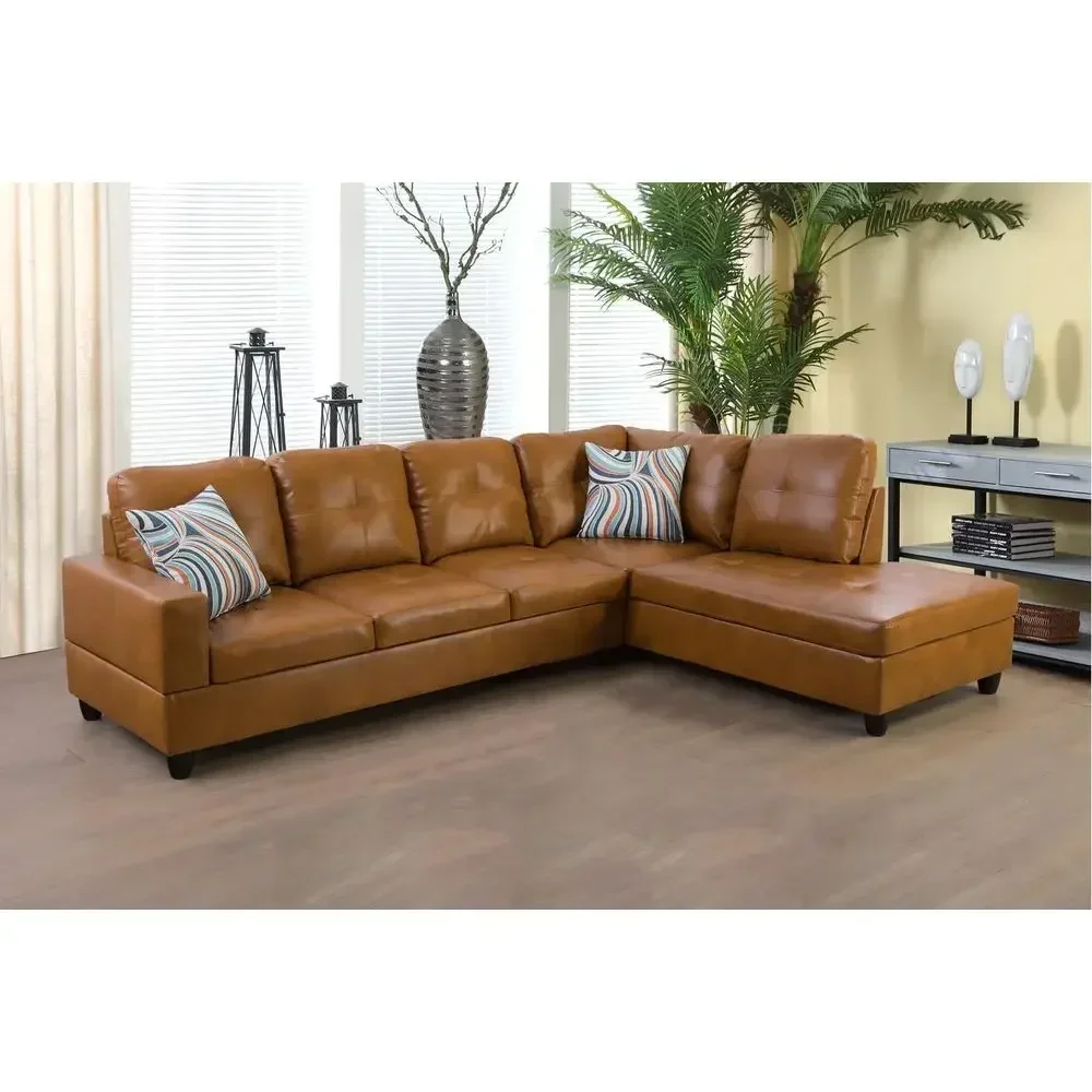Leather L-Shape Sectional Sofa with Chaise for Living Room in Ginger
Leather L-Shape Sectional Sofa with Chaise for Living Room in Ginger