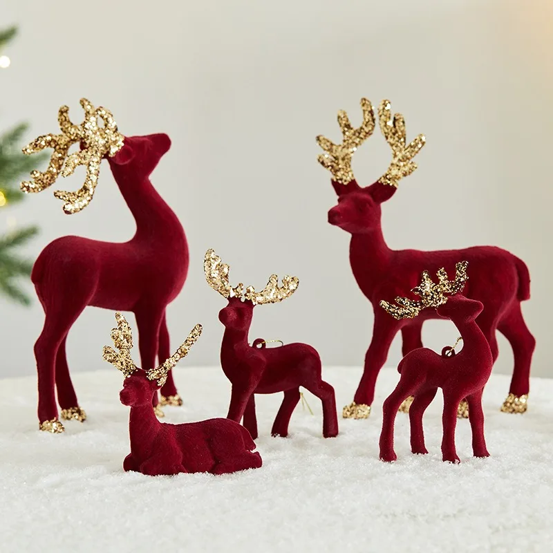Deer desktop ornament New Year decoration hanging ornament Sparkling pink wine red velvet deer pendant
Deer desktop ornament New Year decoration hanging ornament Sparkling pink wine red velvet deer pendant