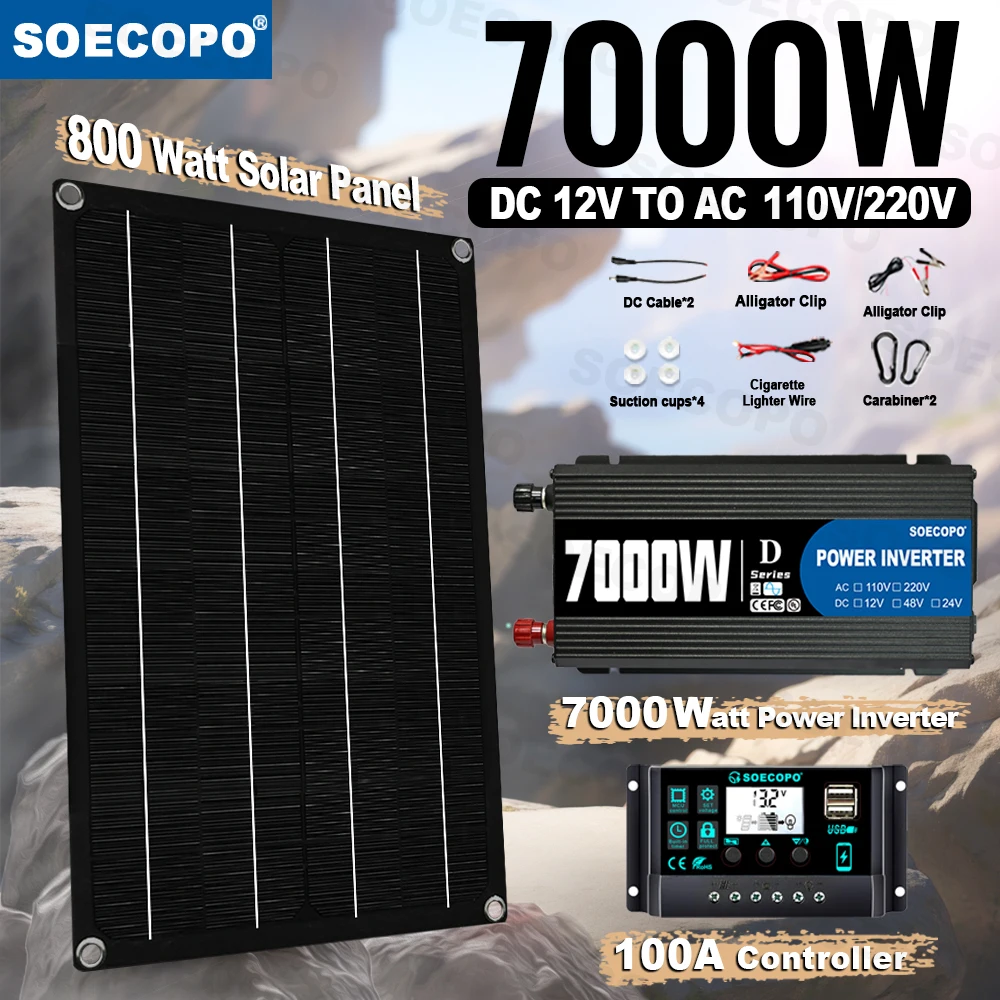 Plug and Play No Noise 7000W Solar System Kit 12V DC to 110V/220V AC Inverter 800W Panel 100A Controller for Boat Climbing Radio
Plug and Play No Noise 7000W Solar System Kit 12V DC to 110V/220V AC Inverter 800W Panel 100A Controller for Boat Climbing Radio