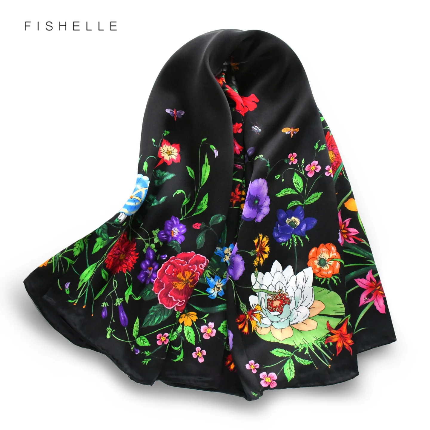 Black Floral 100% Silk Scarf Glossy Wrap Bandana Women Luxury Shawl Pure Silk Satin Headscarf Neckerchief Square Scarf
Black Floral 100% Silk Scarf Glossy Wrap Bandana Women Luxury Shawl Pure Silk Satin Headscarf Neckerchief Square Scarf