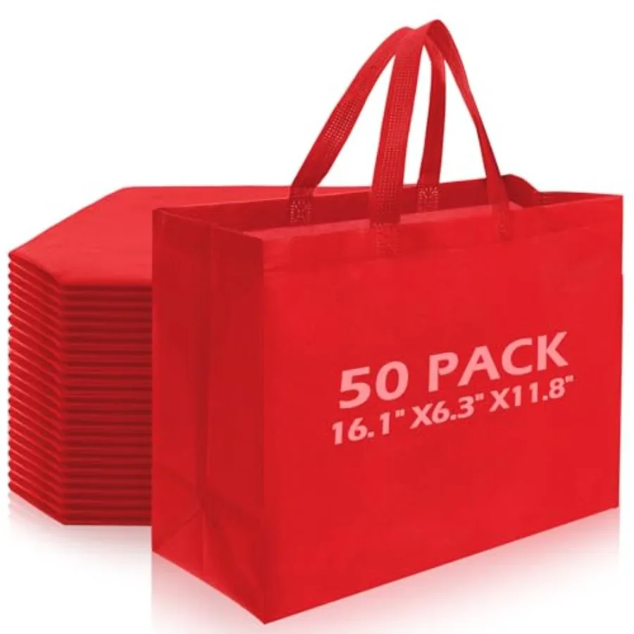 50 Pcs Reusable Tote Bag with Handles Bulk Extra Large Non Woven Grocery Shopping Bags for Boutiques Retail Store
50 Pcs Reusable Tote Bag with Handles Bulk Extra Large Non Woven Grocery Shopping Bags for Boutiques Retail Store