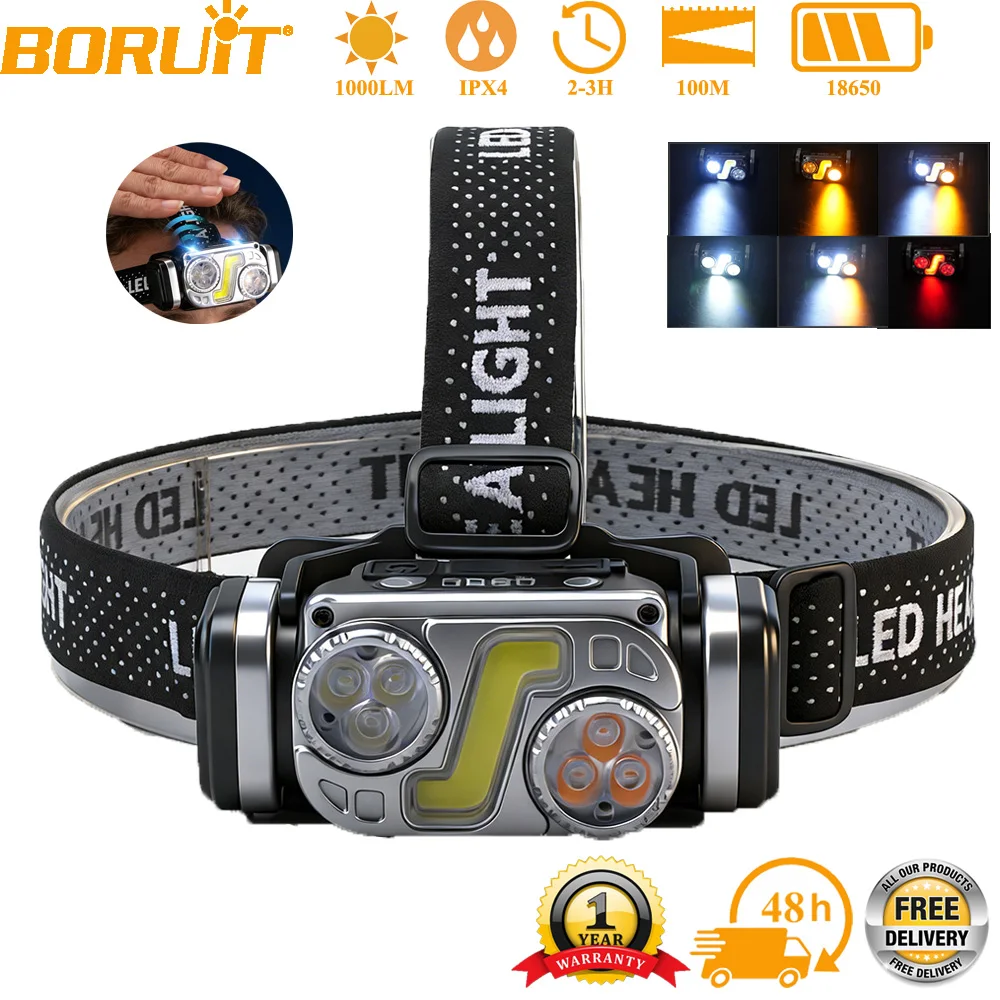 Налобный фонарь BORUiT LED COB, портативный, с зарядкой через TYPE-C, на аккумуляторе 18650, шесть режимов, водонепроницаемый, для кемпинга и рыбалки
Налобный фонарь BORUiT LED COB, портативный, с зарядкой через TYPE-C, на аккумуляторе 18650, шесть режимов, водонепроницаемый, для кемпинга и рыбалки