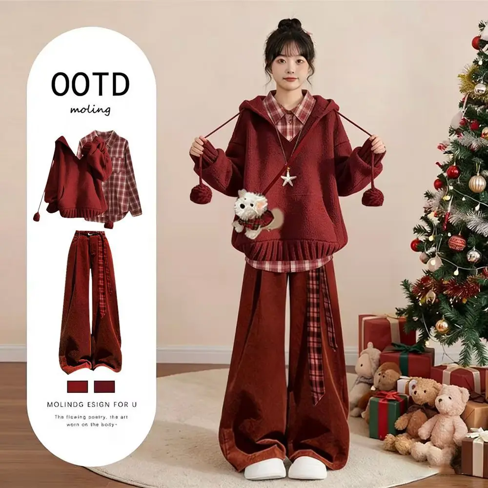 Красный комплект свитеров Cisas Loween в корейском стиле для женщин: теплый, утолщенный, длинный, повседневный, свободный крой, комплект из двух предметов
Красный комплект свитеров Cisas Loween в корейском стиле для женщин: теплый, утолщенный, длинный, повседневный, свободный крой, комплект из двух предметов