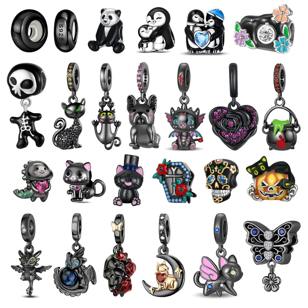 Black Series 925 Sterling Silver Skull Black Cat Rose Penguin Butterfly Charm Fit DIY Bracelet Necklace Niche Gothic Gifts
Black Series 925 Sterling Silver Skull Black Cat Rose Penguin Butterfly Charm Fit DIY Bracelet Necklace Niche Gothic Gifts