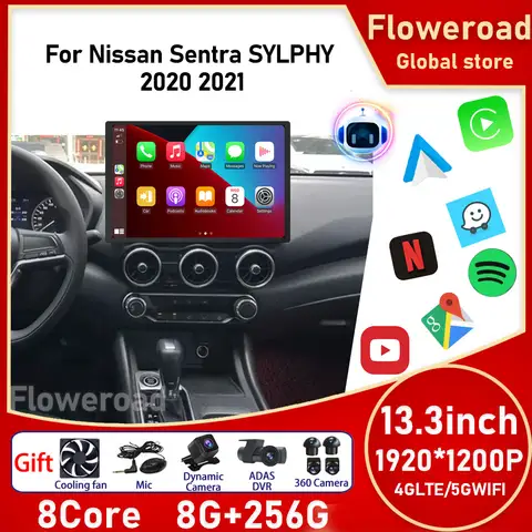 13.1 inch Android 15 For Nissan Sentra SYLPHY 2020 2021 Car Multimedia Player Radio GPS Navigation CarPlay WiFi 4G BT